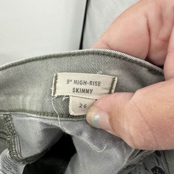 Madewell 9" High Rise Skinny Jean Size 26 Button Fly Garment Dyed Dried Olive - Picture 4 of 8